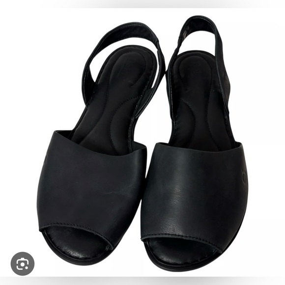 Born Shoes - Born handcrafted footwear black leather slingback peep toe Sandals Size 7